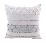 White Color Embroidery Cotton Cushion with Filler for Sofa, Outdoor Cushion - CS 149 (45x45cm)