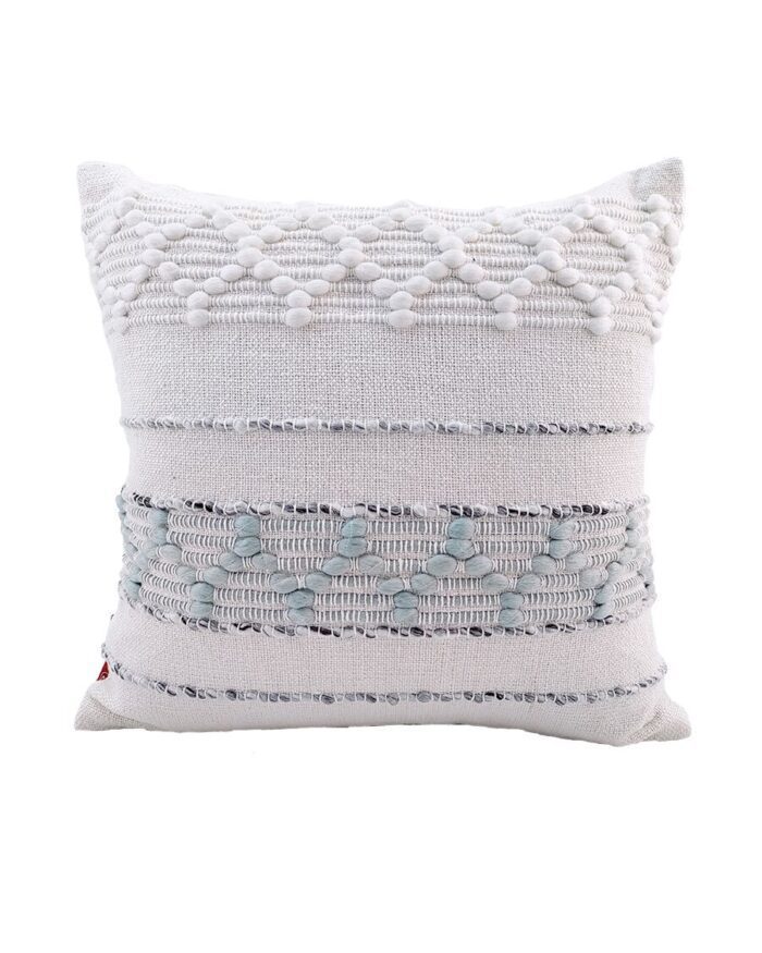White Color Embroidery Cotton Cushion with Filler for Sofa, Outdoor Cushion - CS 149 (45x45cm) - Image 1