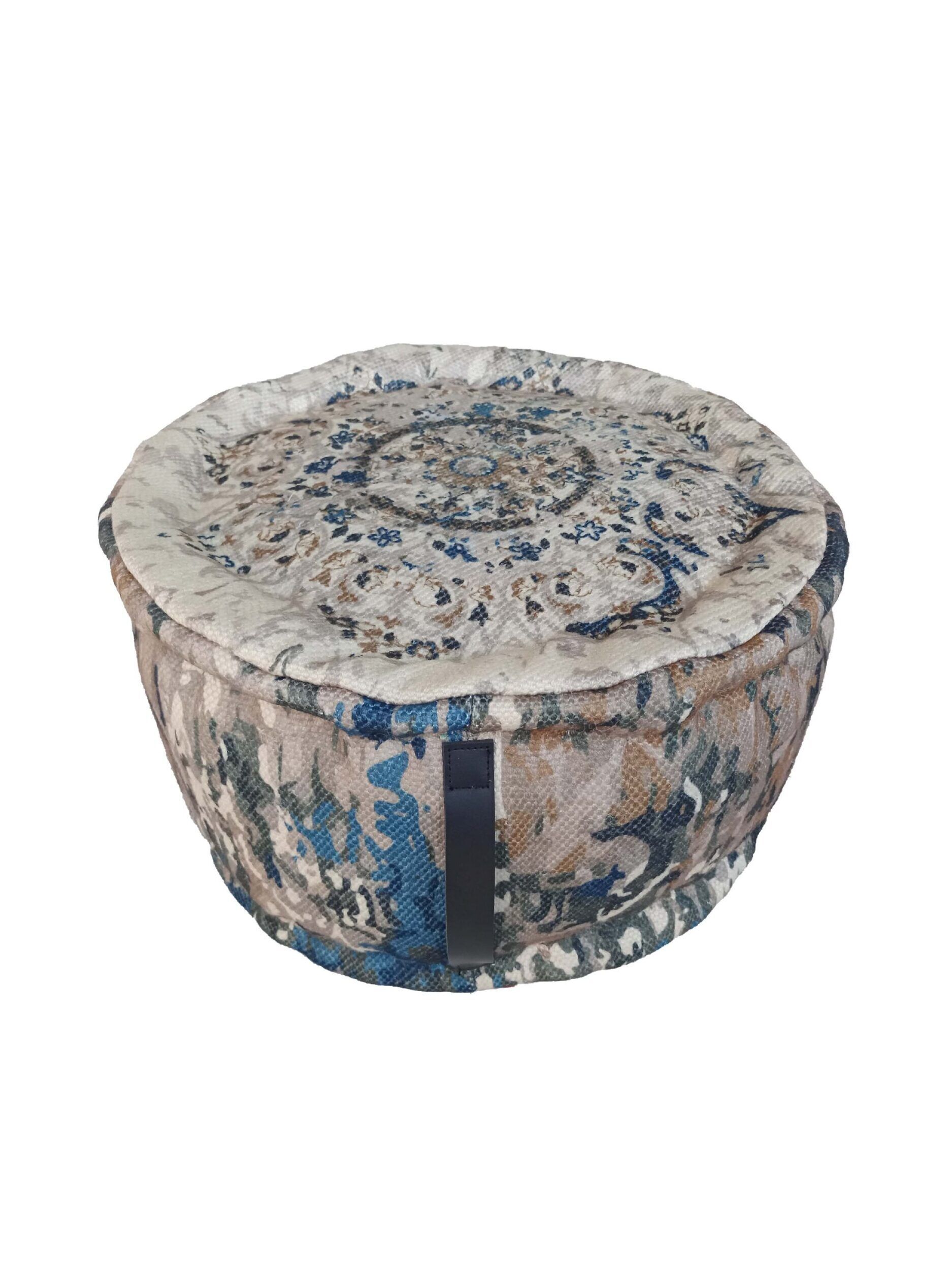 01-1-scaled-3-1875x2500-1.jpg Multi Color Polyester Pouf with Leather Handle - PF 030 (50x50x30cm) - الصورة 1