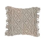 Cotton Macrame Cushion with Fringes for Home Decor - CS 041 (45x45cm)