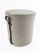 Cream Color Polyester Pouf with Leather Handle for Study Room - PF 024 (40x40x50cm)