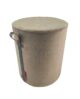 Brown Color Polyester Pouf with Leather Handle for Study Room - PF 024 (40x40x50cm)