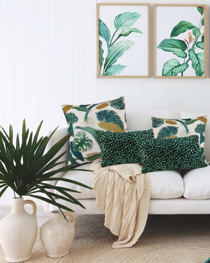 Beautiful Leaf Printed Cushion Cover - CS 010 (40x40cm) - Image 5