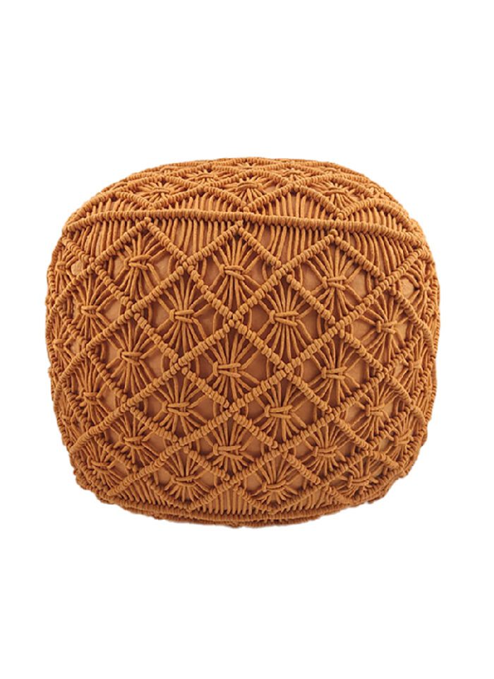 Orange decorative pouf for bedroom - PF 061 (40x40x40cm) - Image 2