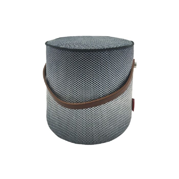 ⁦Black and White Color Polyester Velvet Pouf for Drawing Room - PF 026 (30x35x35cm)⁩ - الصورة ⁦1⁩
