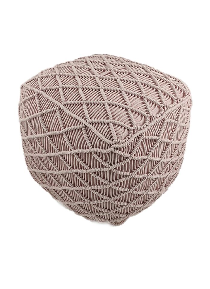 Pink Color Cotton Kids Room Pouf - PF 063 (40x40x40cm) - Image 1
