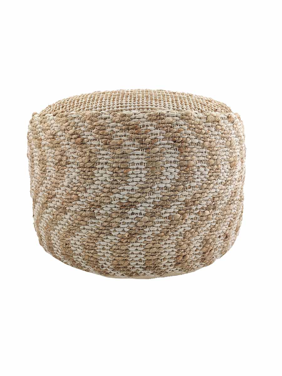 01-54.jpg Natural and White Color Balcony Decor Pouf - PF 050 (50x50x30cm) - Image 2