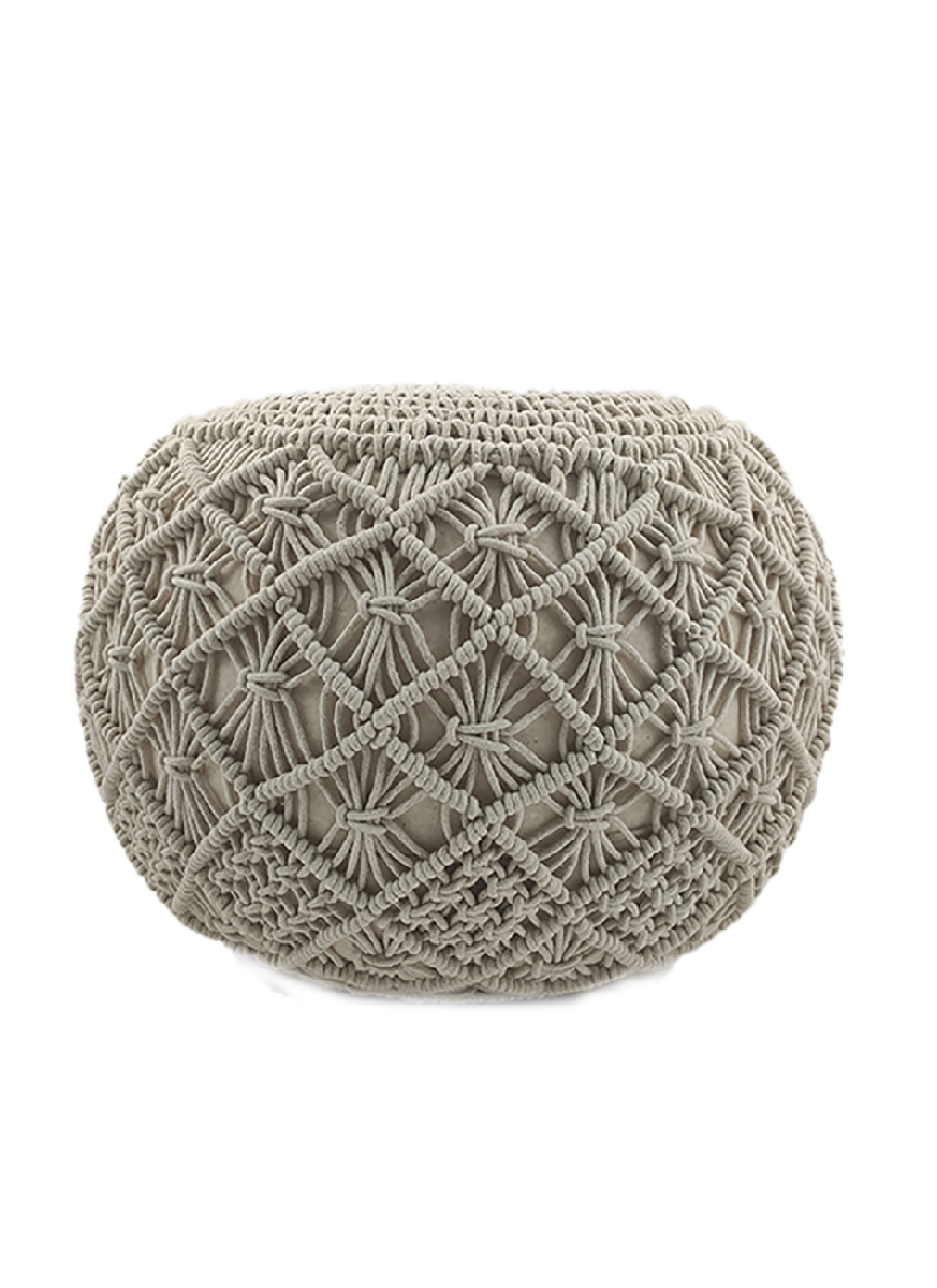 01-69.jpg White & Light Beige Pouf for Drawing Room - PF 065 (40x40x40cm) - Image 3