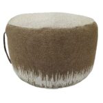 Brown Color Decor Polyester Pouf for Drawing Room - PF 047 (50x50x30cm)
