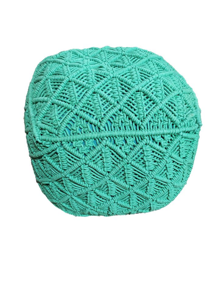 Home Decor Cotton Pouf Green Color - PF 060 (40x40x40cm) - Image 2