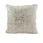 White and Gold Velvet Cushion Cover for Floor Cushion and Bedroom - CS 129 (45x45cm)