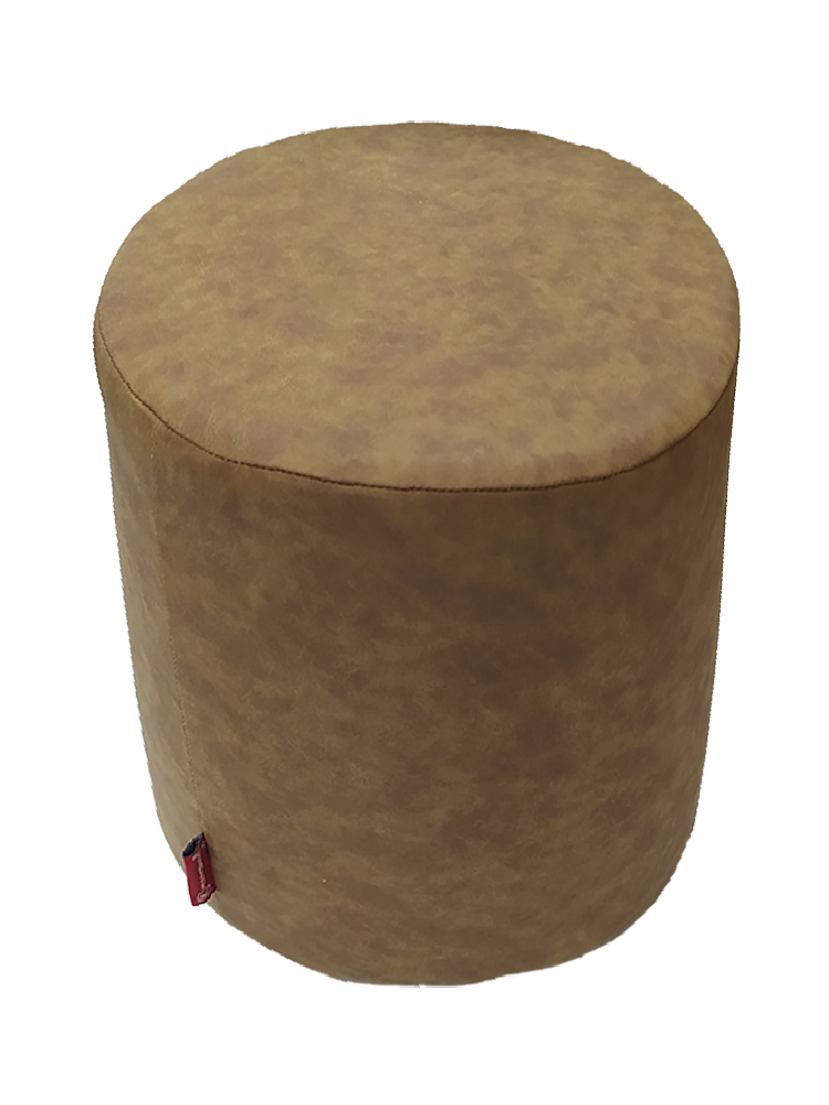 02-21.jpg Leather Decorative Pouf Tan Color - PF 041 (40x40x50cm) - الصورة 2
