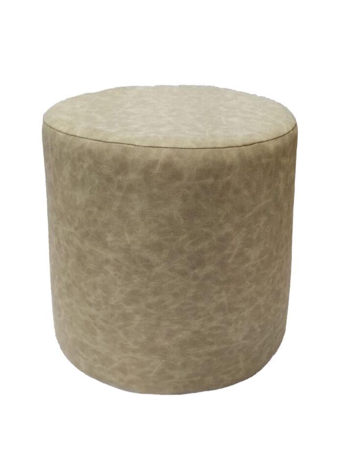 Ivory Color Bedroom Leather Pouf - PF 043 (40x40x40cm) - Image 1