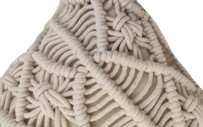 Cotton Macrame Cushion with Fringes for Home Decor - CS 041 (45x45cm) - Image 2