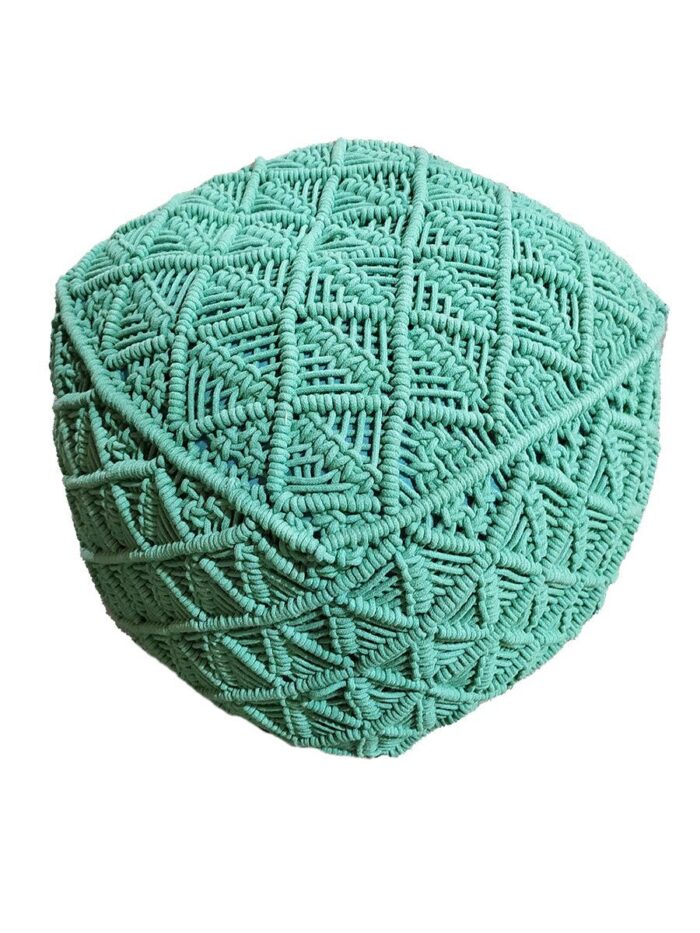 Home Decor Cotton Pouf Green Color - PF 060 (40x40x40cm) - Image 1