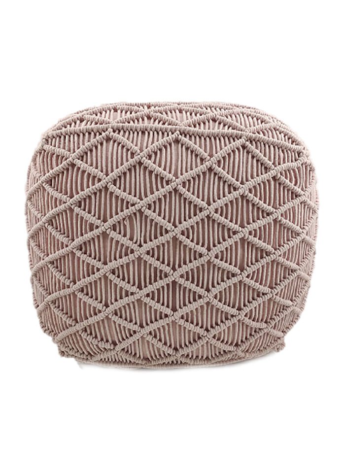Pink Color Cotton Kids Room Pouf - PF 063 (40x40x40cm) - Image 2