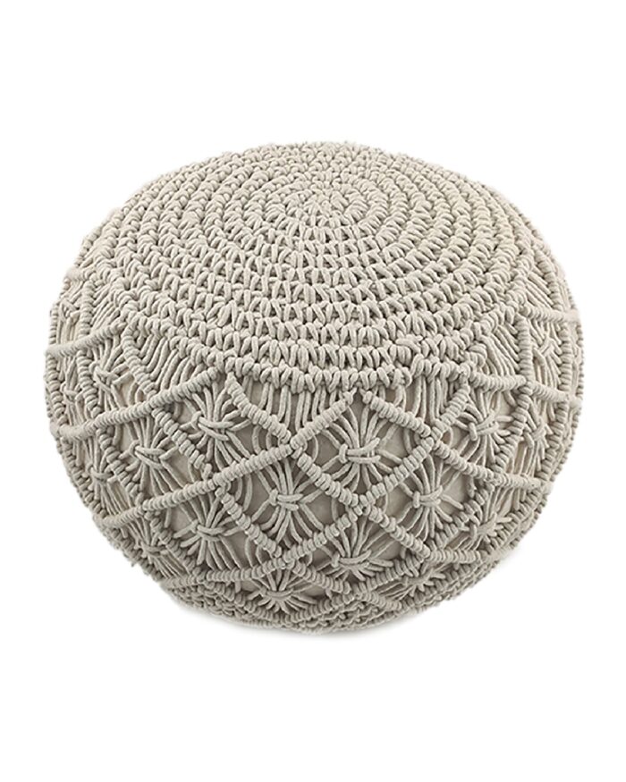 White & Light Beige Pouf for Drawing Room - PF 065 (40x40x40cm) - Image 1