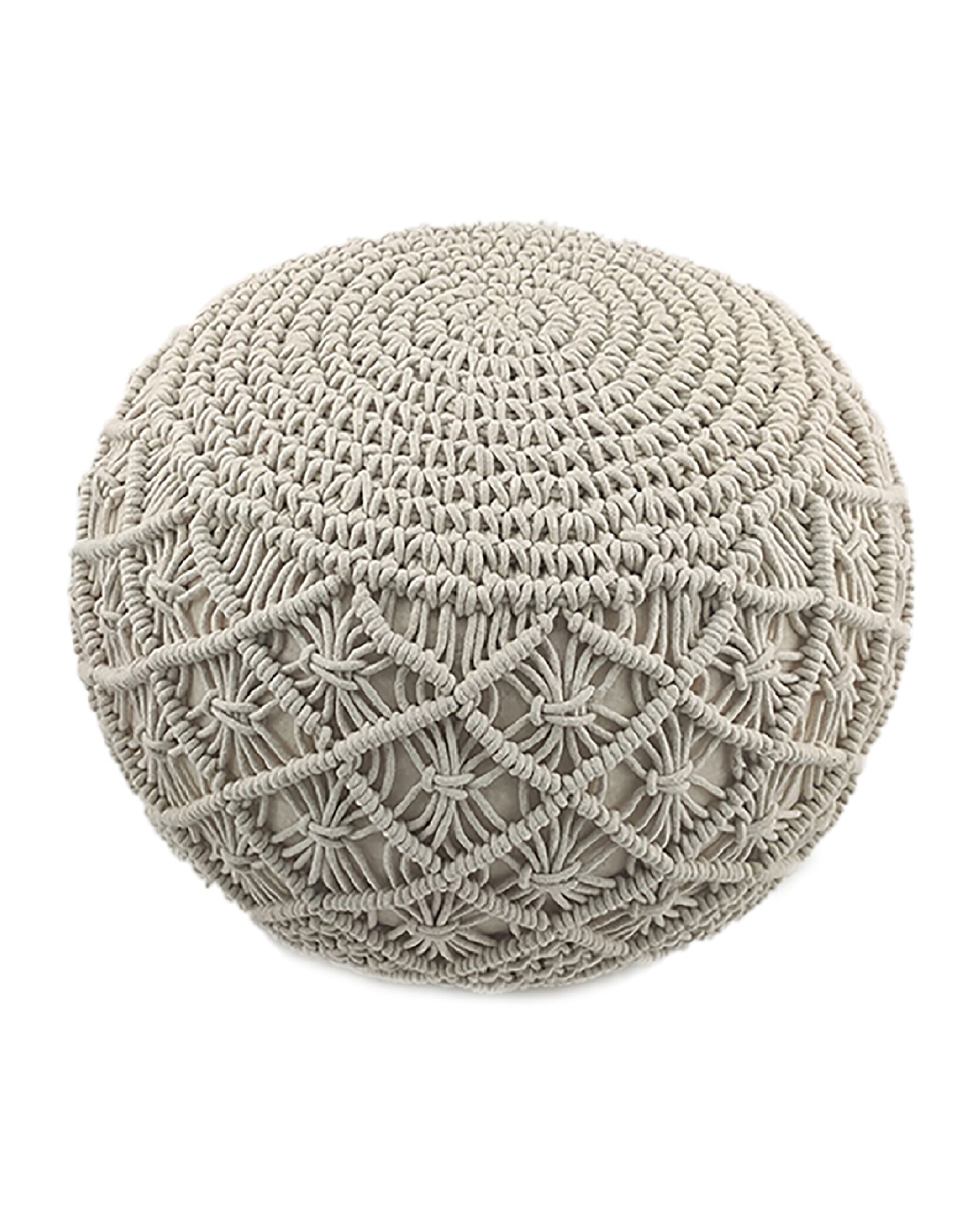 02-76-1667x2084-1.jpg White & Light Beige Pouf for Drawing Room - PF 065 (40x40x40cm) - Image 1