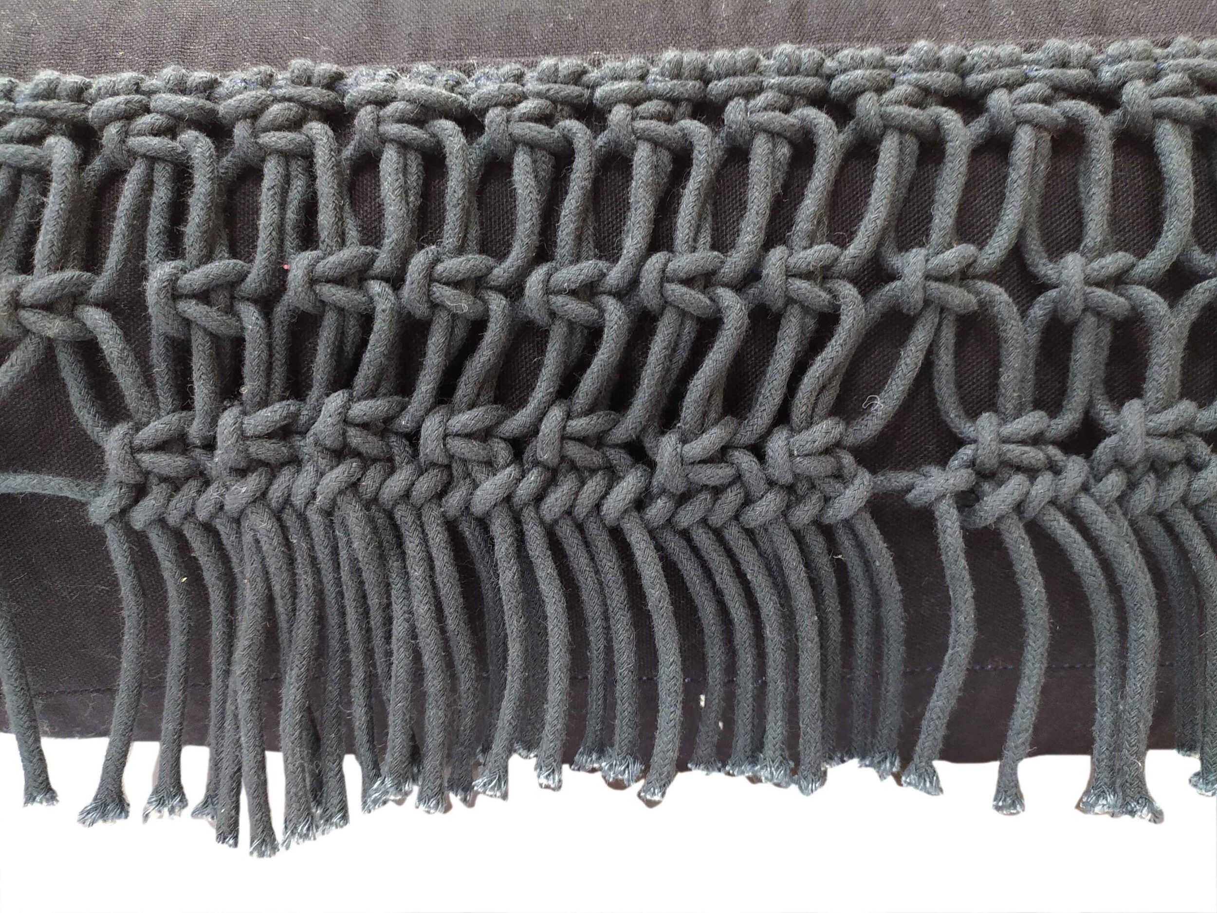 03-16-scaled-1.jpg Black Color Cotton Fringes Pouf for Playroom - PF 044 (55x55x15cm) - Image 3