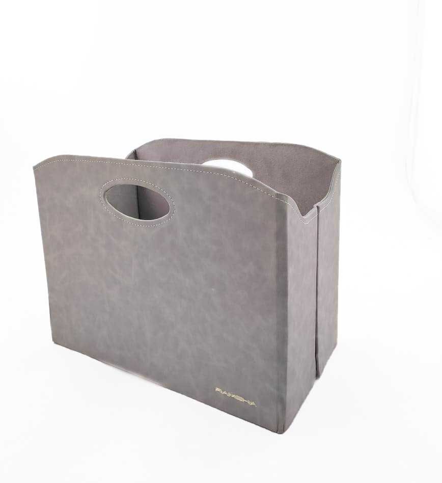 03-2-2-868x948-1.jpeg Grey Handmade Polyester Basket - BK 002 (35x20x27cm) - Image 1