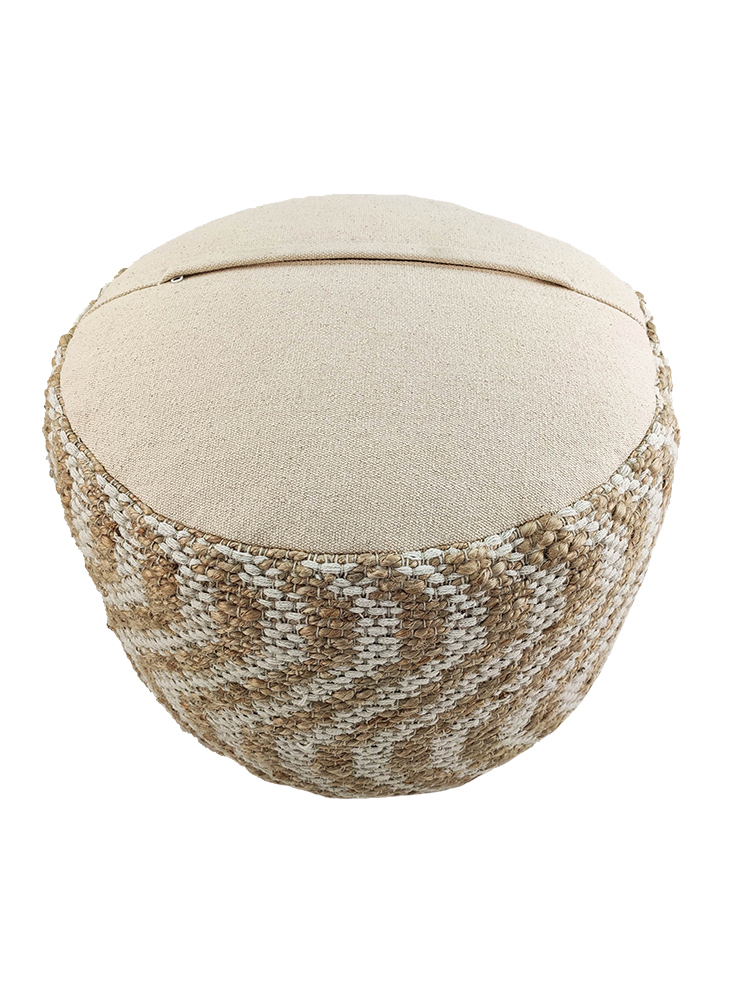 03-42.jpg Natural and White Color Balcony Decor Pouf - PF 050 (50x50x30cm) - Image 3