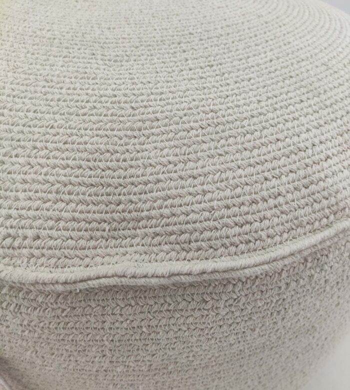 ⁦White Color Study Room Cotton Pouf - PF 053 (50x50x30cm)⁩ - الصورة ⁦3⁩