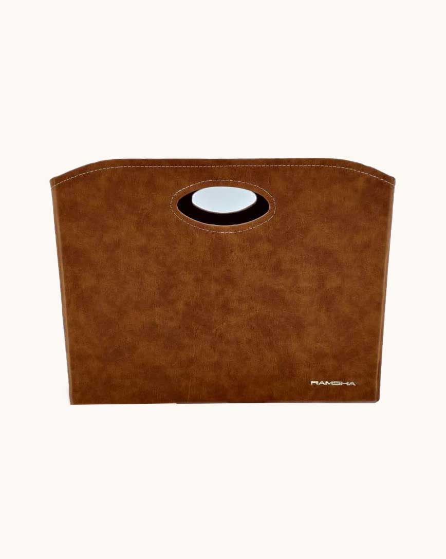 03.jpeg Tan Handmade Polyester Basket - BK 001 (35x20x27cm) - الصورة 3