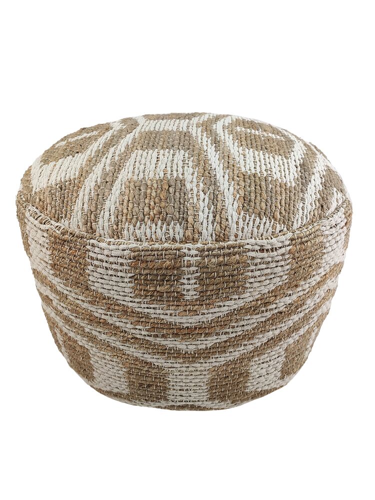04-10-1-750x1000-1.jpg Natural & White Color Indoor Decor Area Pouf - PF 051 (50x50x30cm) - Image 1