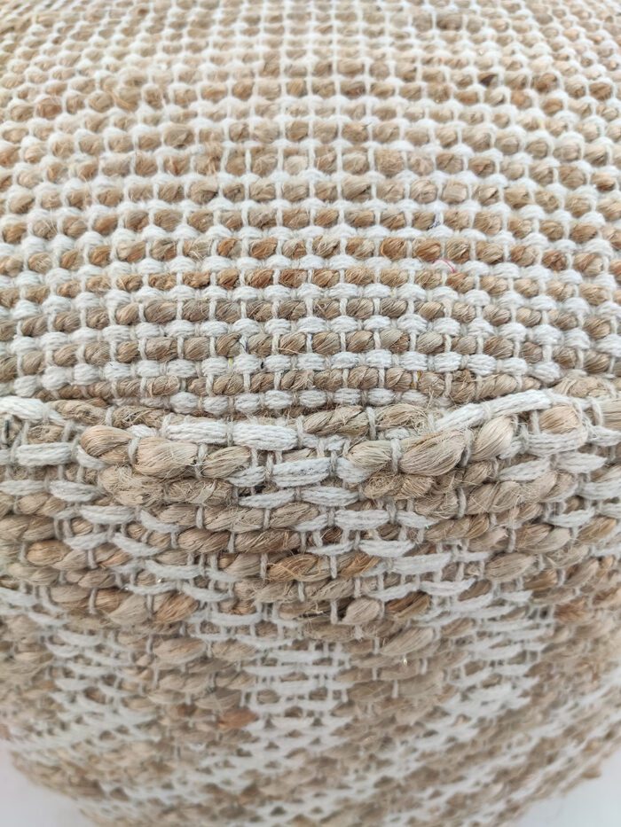 ⁦Natural and White Color Balcony Decor Pouf - PF 050 (50x50x30cm)⁩ - الصورة ⁦4⁩