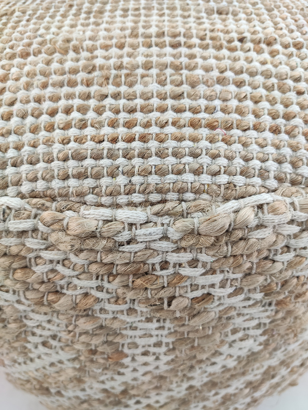 05-1-1.jpg Natural and White Color Balcony Decor Pouf - PF 050 (50x50x30cm) - Image 4