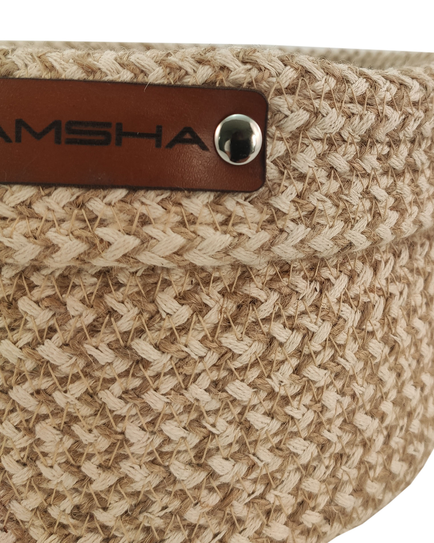 05.jpg Natural and White Handmade Jute and Cotton Basket for Home Decor - BS 008 (12x20cm) - Image 3
