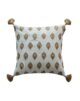 White and Gold Polyester Cushion Cover with Tassels for Sofa and Couch - CS 016 (40x40cm)