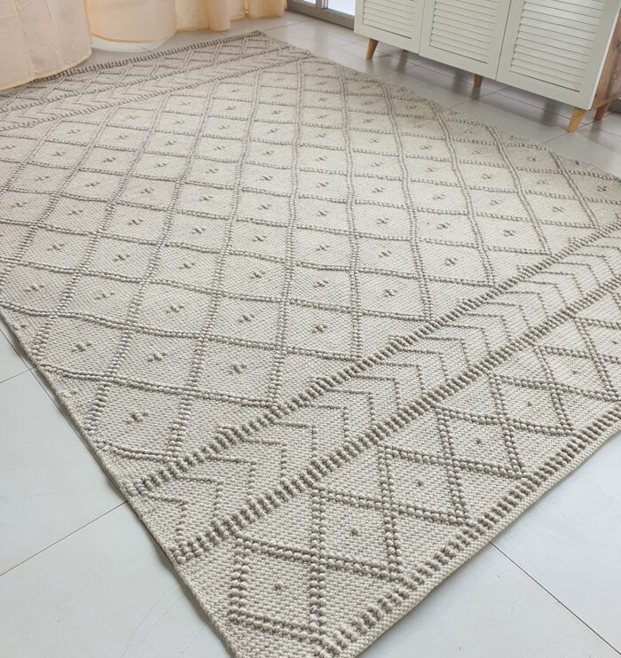 Natural & Grey Color Dining Room Decor Woven Rug - SR 026 (200x300cm)
