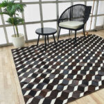 Coffee color leather and wool rug for living room decor - LR 001 (200x300cm) by Ramsha Home
