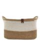 Natural and White Handmade Jute and Cotton Basket with Handle for Kids Toy Storage - BS 005 (30x20x20cm) - الصورة 2