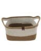 Natural and White Handmade Jute and Cotton Basket with Handle for Kids Toy Storage - BS 005 (30x20x20cm)