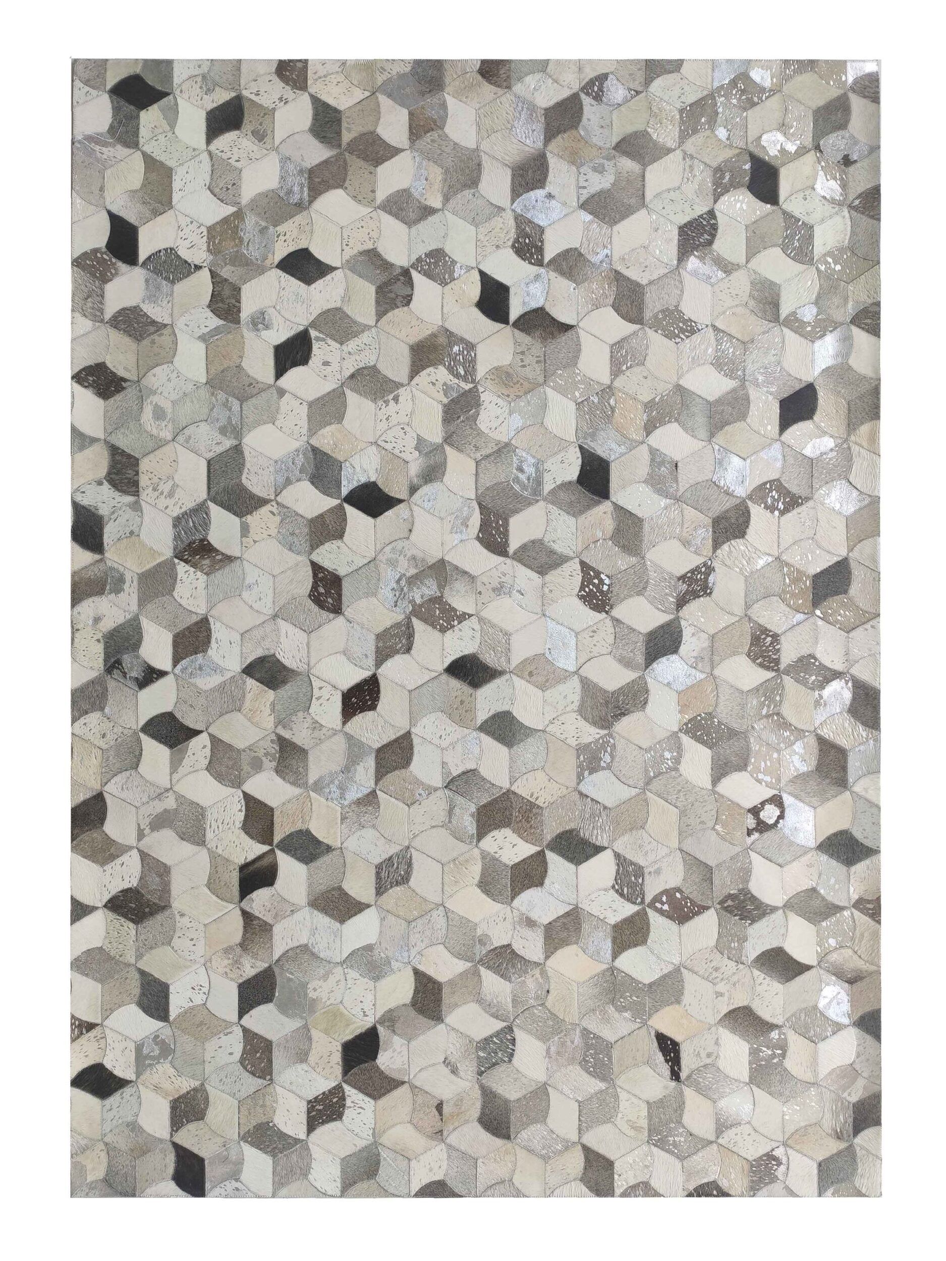 140X200CM-1-scaled-1.jpg Beautiful Bedroom & Hallway Grey Color Leather Rug - LR 007 (140x200cm)