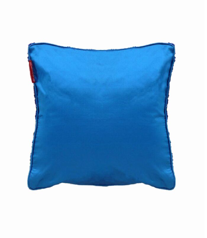 Cozy polyester cushion CS-033 designed with magical double color changing effect, ideal for sofa, bed, living room decor in blue and gold color 40X40cm by Ramsha Home