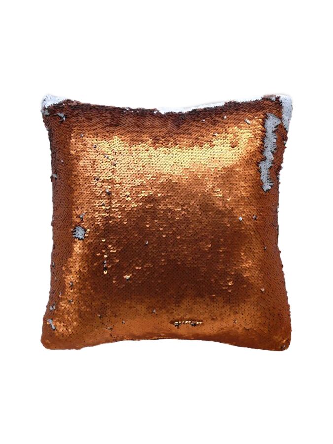 15079 (1) Orange and Silver Polyester Cushion Cover for Sofa, Bed, and Living Room - CS 035 (40x40cm) - Image 1