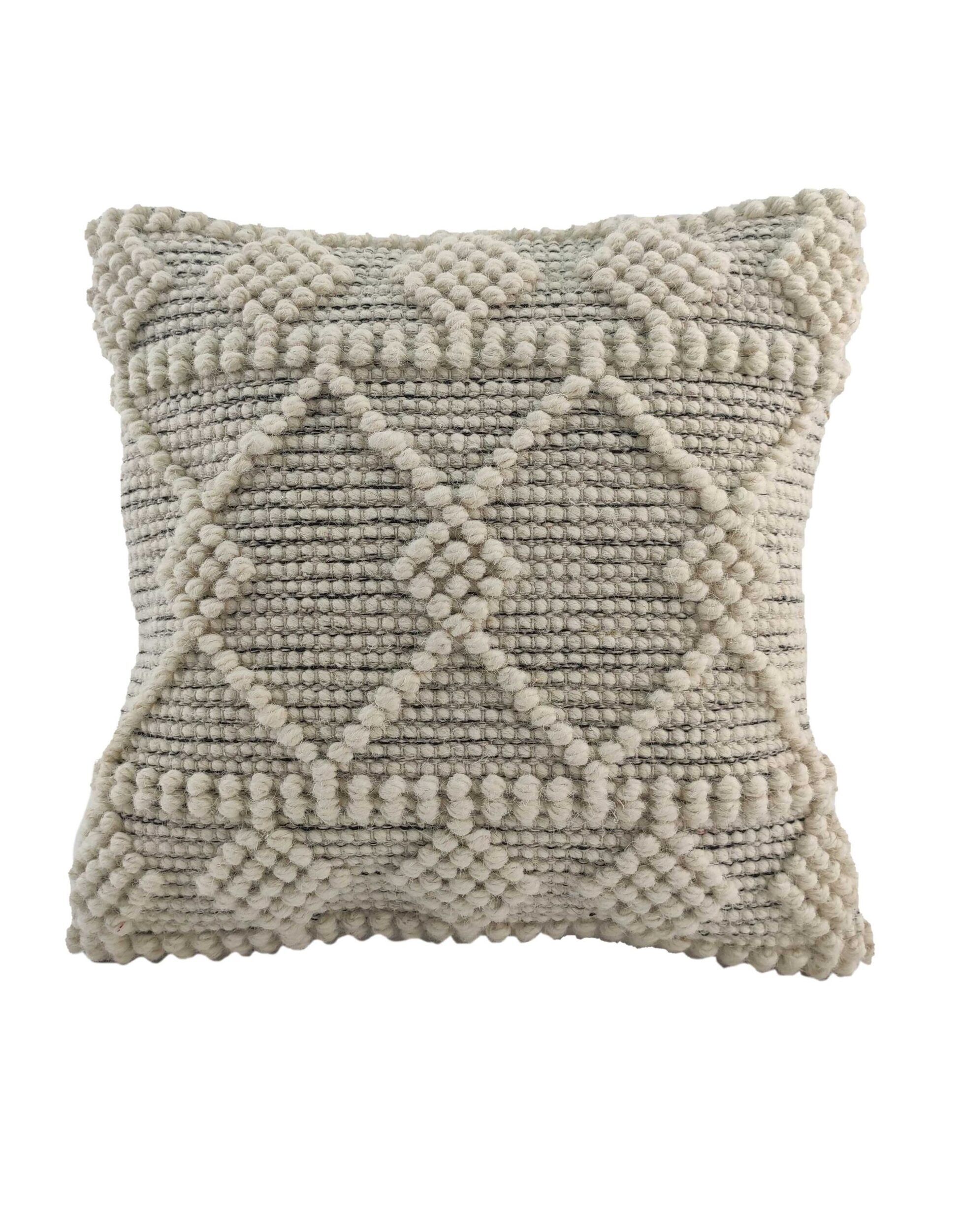 15104-1-scaled-1.jpg Natural & Black Handmade Bedroom Decor Cotton-Wool Cushion - CS 047 (45x45cm) - الصورة 1