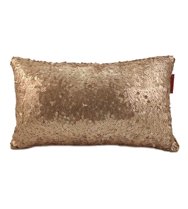 15294-1.jpg Beige Shiny & Sparkling Polyester Cushion Cover with Filler for Floor, Bed, and Couch - CS 077 (30x50cm) - الصورة 1