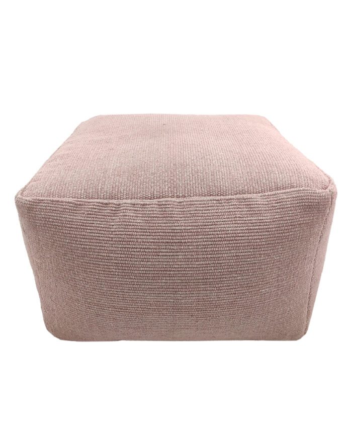 ⁦Pink Color Area Decor Cotton Pouf for Hallway - PF 069 (50x50x30cm)⁩ - الصورة ⁦2⁩