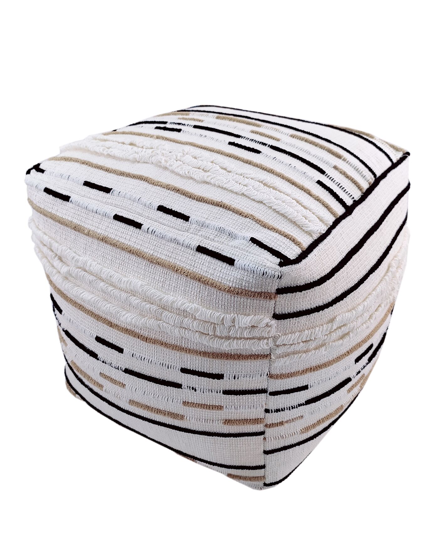 1664363297818.jpg Comfort Cotton and Wool Pouf Natural Color - PF 066 (40x40x40cm) - Image 1