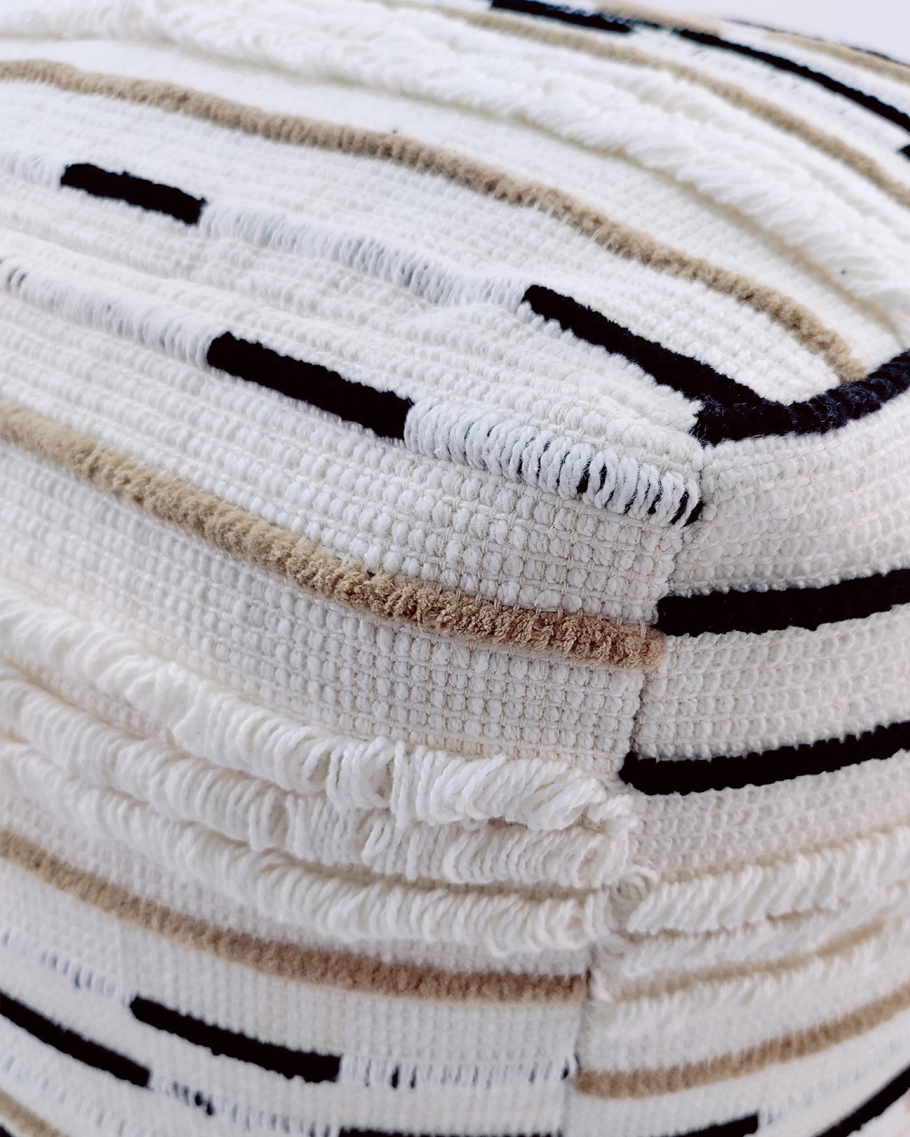 16643632981.jpg Comfort Cotton and Wool Pouf Natural Color - PF 066 (40x40x40cm) - Image 3