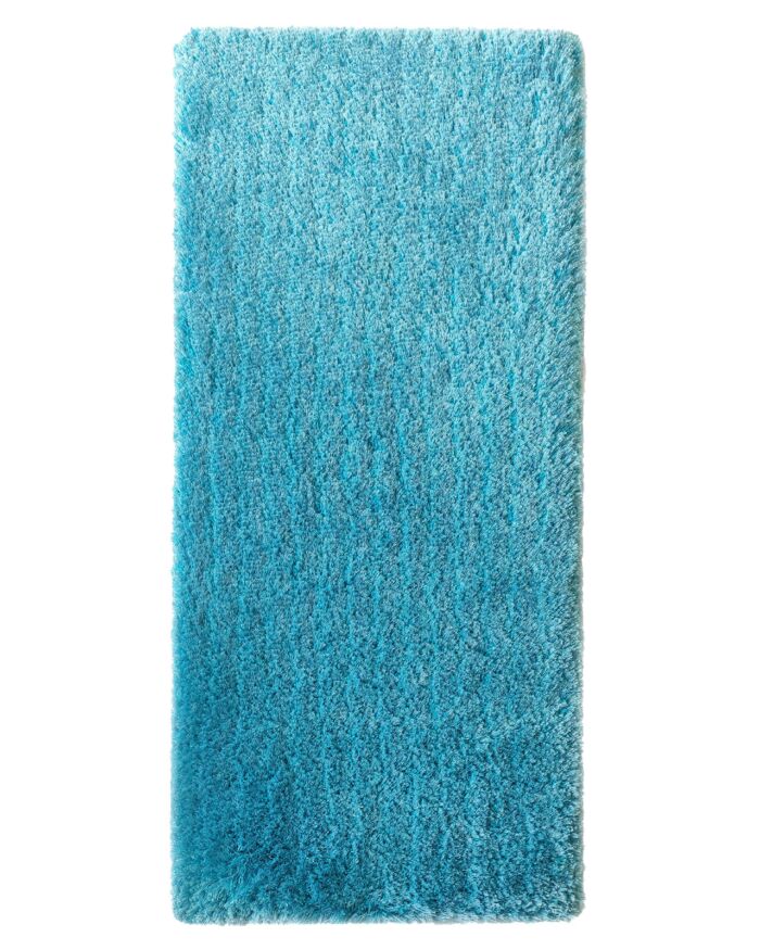 Elegant drawing room decor shaggy rug MPV 02 in aqua color, 60x180cm, soft and plush by Ramsha Home.