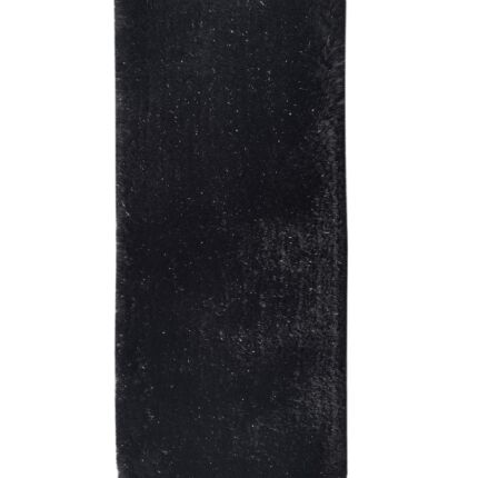 Black Glitter Polyester, Micron & Cotton Bedroom Decor Shaggy Rug - MPV 07 (60x180cm)