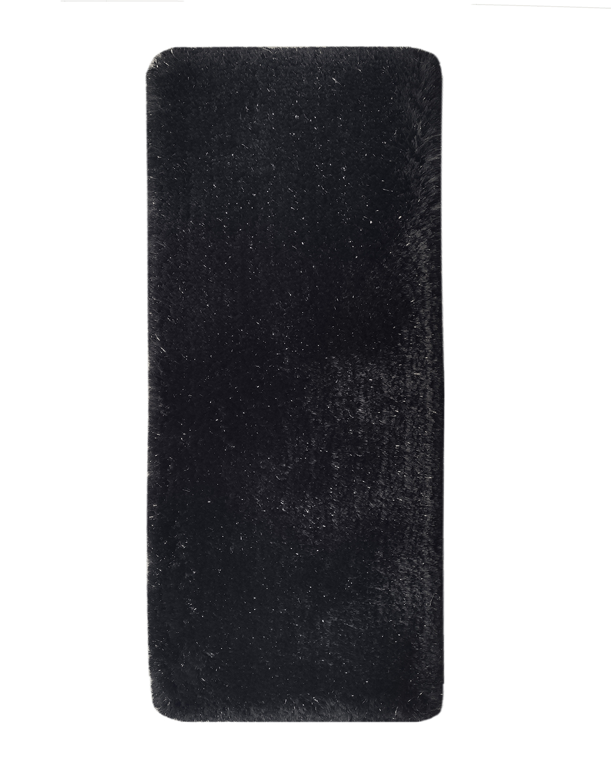 Contemporary Polyester, Micron, and Cotton Bedroom Rug - MPV-07 (60X180cm) Black Glitter Polyester, Micron & Cotton Bedroom Decor Shaggy Rug - MPV 07 (60x180cm)