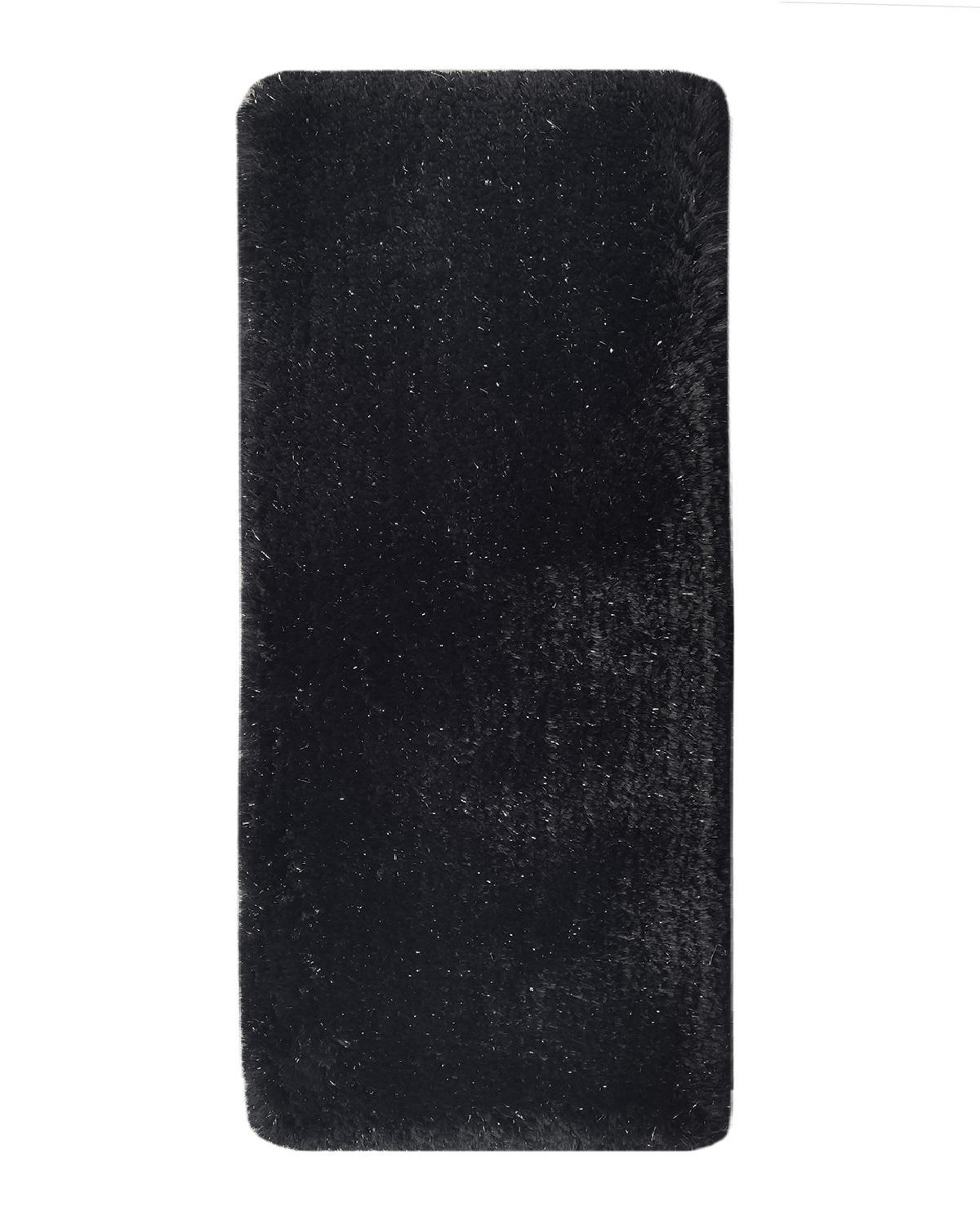 Black Glitter Color Polyester, Micron & Cotton Bedroom Decor Shaggy Rug - MPV 07 (80x200cm) Black Glitter Polyester, Micron & Cotton Bedroom Decor Shaggy Rug - MPV 07 (80x200cm)