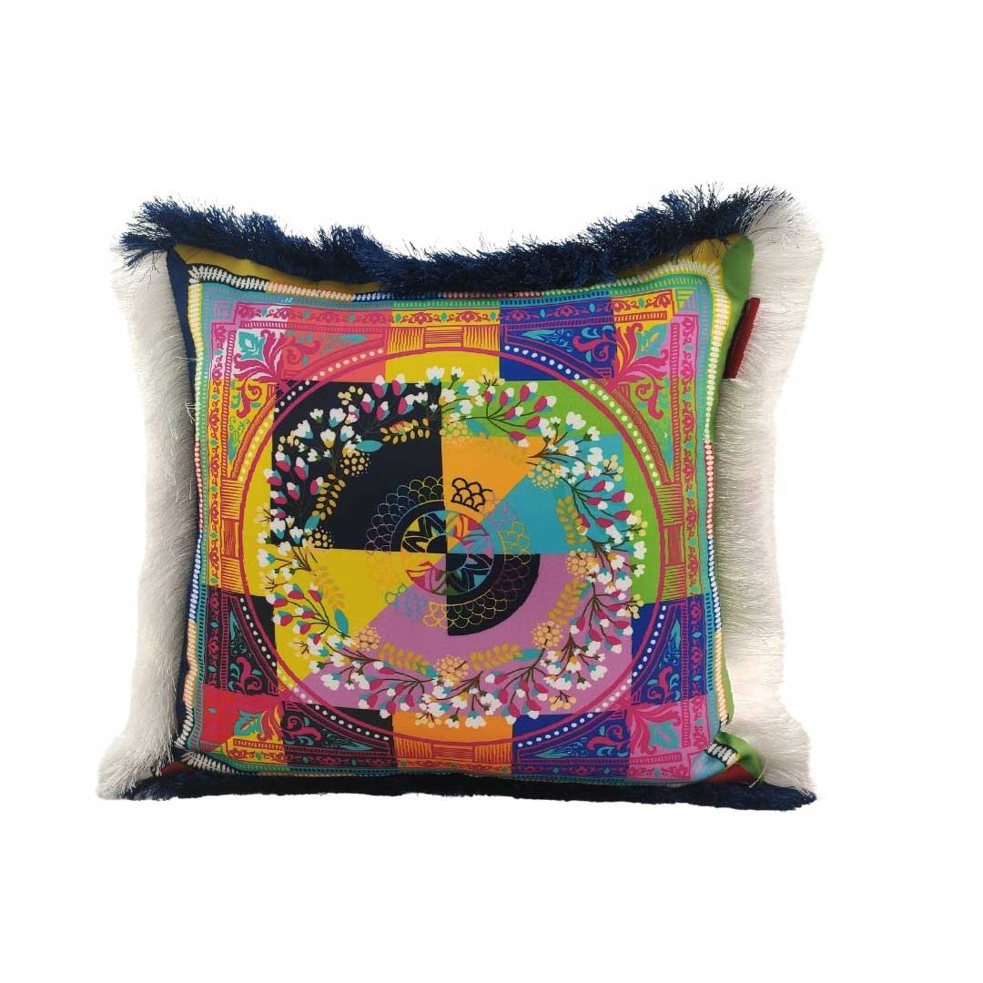 zahid 2 Multi-Color Modern Polyester Cushion with Filler for Window Seat, Car Seat - CS 057 (45x45cm) - Image 1