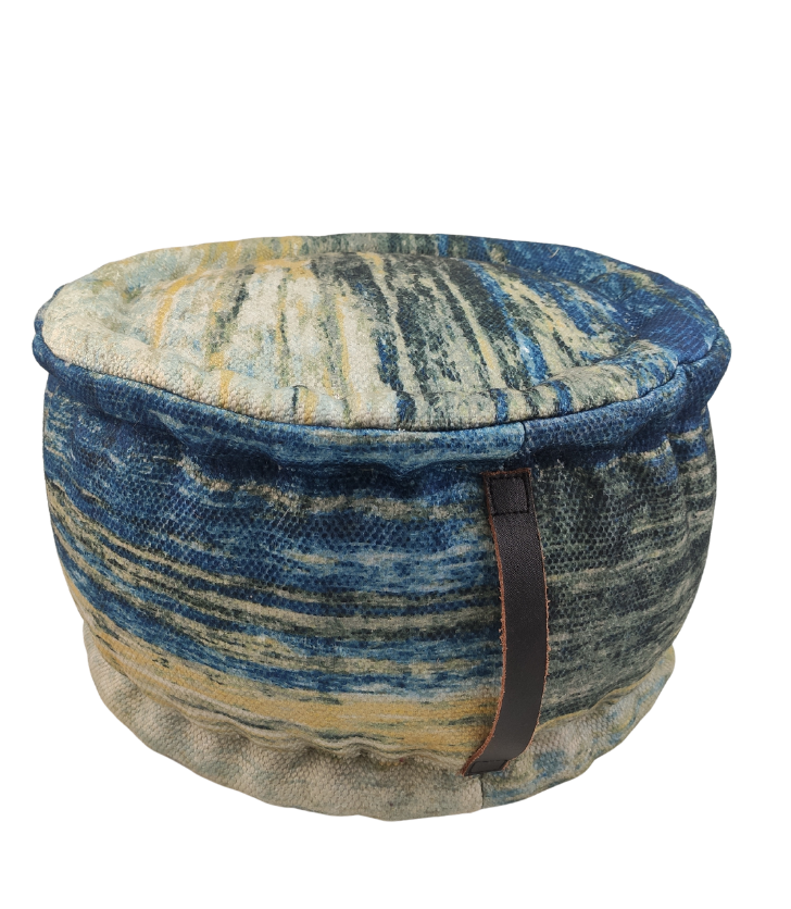 19-2.png Living Room Polyester Pouf with Leather Handle - PF 035 (50x50x30cm) - الصورة 1